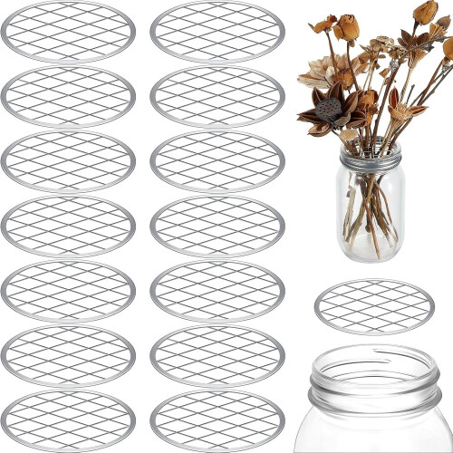 Mason Jar Flower Lid Inserts 15-Piece Set for Wide Mouth Canning