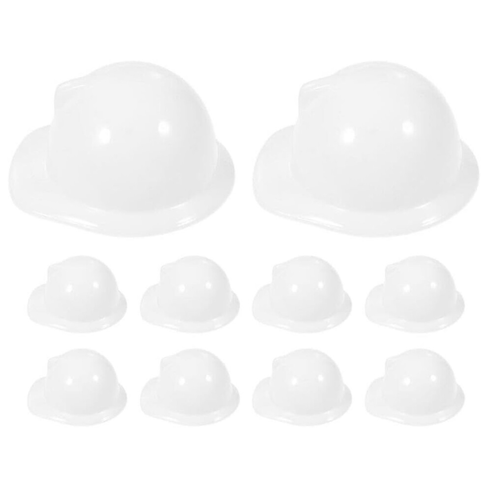 12x Kids Builder Hats Construction Costume Party Helmet Safety Cap Childrens - White