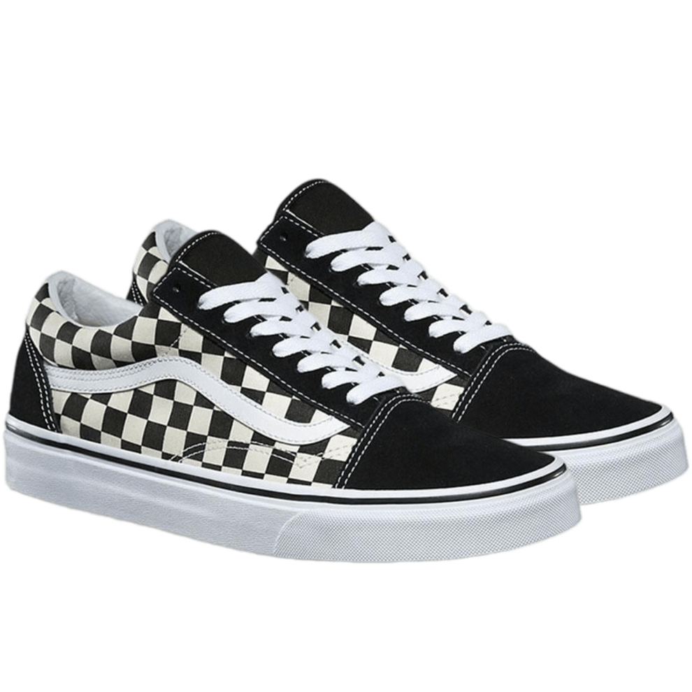 (US 16) Vans Mens Old Skool Canvas Casual Sneakers Shoes - Primary Check Black/White