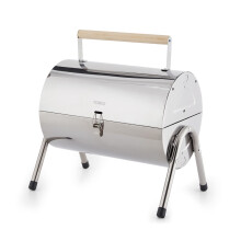 Tower Portable Barrel Grill, Wooden Carry Handle, Safety Locking Mechanism, Stainless Steel T978574