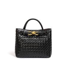 (Black) Woven Handbag For Women Retro French Bag Versatile Large Capacity Waterproof Twist Handbag