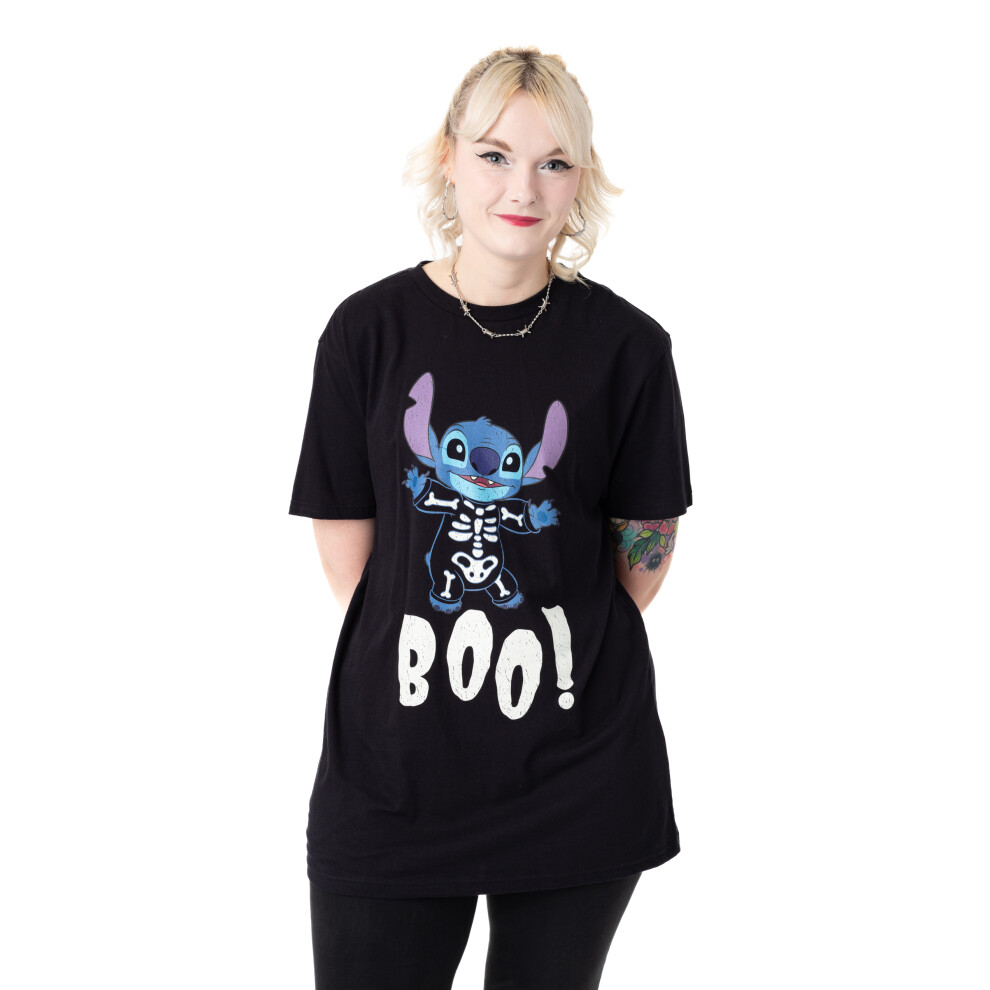 (Medium) Disney Lilo & Stitch Short Sleeved T-Shirt (Womens Black)