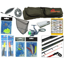 Travel Sea Fishing Kit Including Rod Bag, Rod, Reel, Net, Tackle Box &amp; Tackle