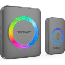 (1 Grey receiver with 1 transmitter) TECKNET Wireless Doorbell, IP65 Waterproof Wall Plug-in Cordless Door Chime Kit with 1300feet / 400m Range, 60 Chimes
