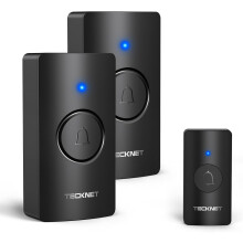 (Black) TECKNET Wireless Doorbell, Door Bells Wireless IP65 Waterproof Battery Operated Cordless Door