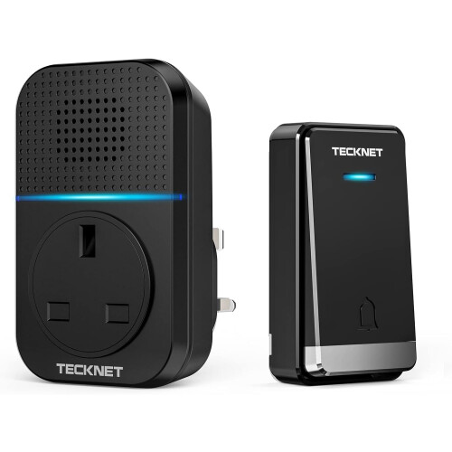 TeckNet (Black) TECKNET Wireless Doorbell, No Battery Required Self-Powered Door Bell