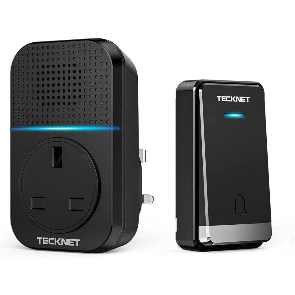 (Black) TECKNET Wireless Doorbell, No Battery Required Self-Powered Door Bell