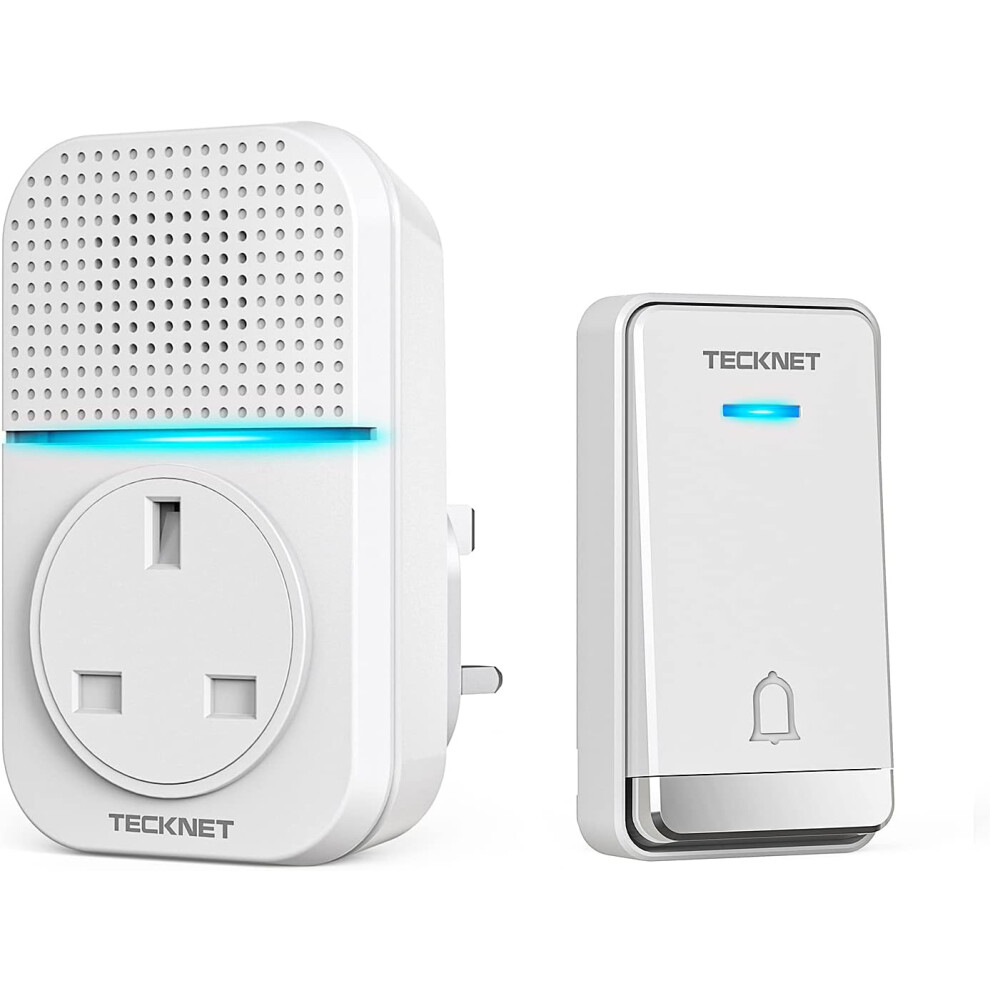 (White) TECKNET Wireless Doorbell, No Battery Required Self-Powered Door Bell