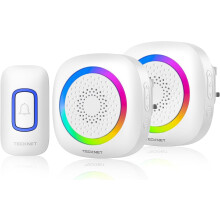 (Rgb-white) TECKNET Wireless Doorbell, Plug in Door Bells Wireless Cordless with 2 Receivers, IP66 Waterproof Wireless DooR