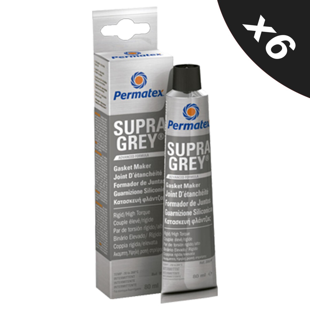 Rtv Silicone Instant Gasket Maker Grey High Temperature Sealant 6X80ml 5056820501697
