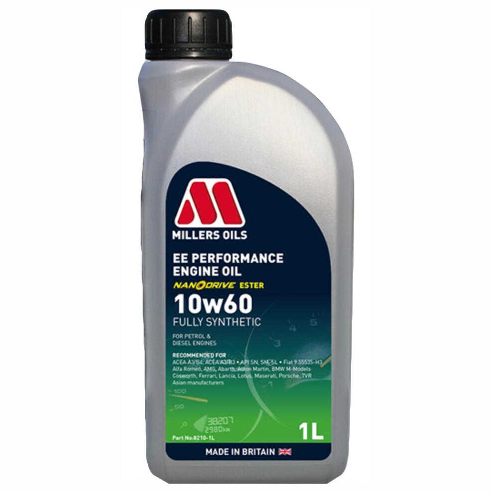 Millers Oils Ee Performance 10W60 Fully Synthetic Engine Oil 1L 5024081821014