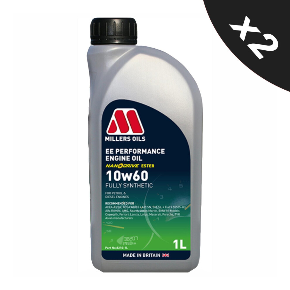 Millers Oils Ee Performance 10W60 Fully Synthetic Engine Oil 2X1l 5056820504216