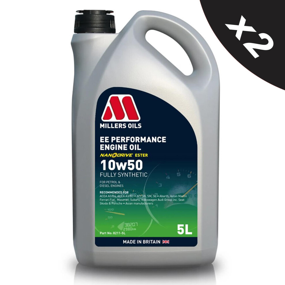 Millers Ee Performance Abarth 10W50 Fully Synthetic Engine Oil 2X5l 5056820504292