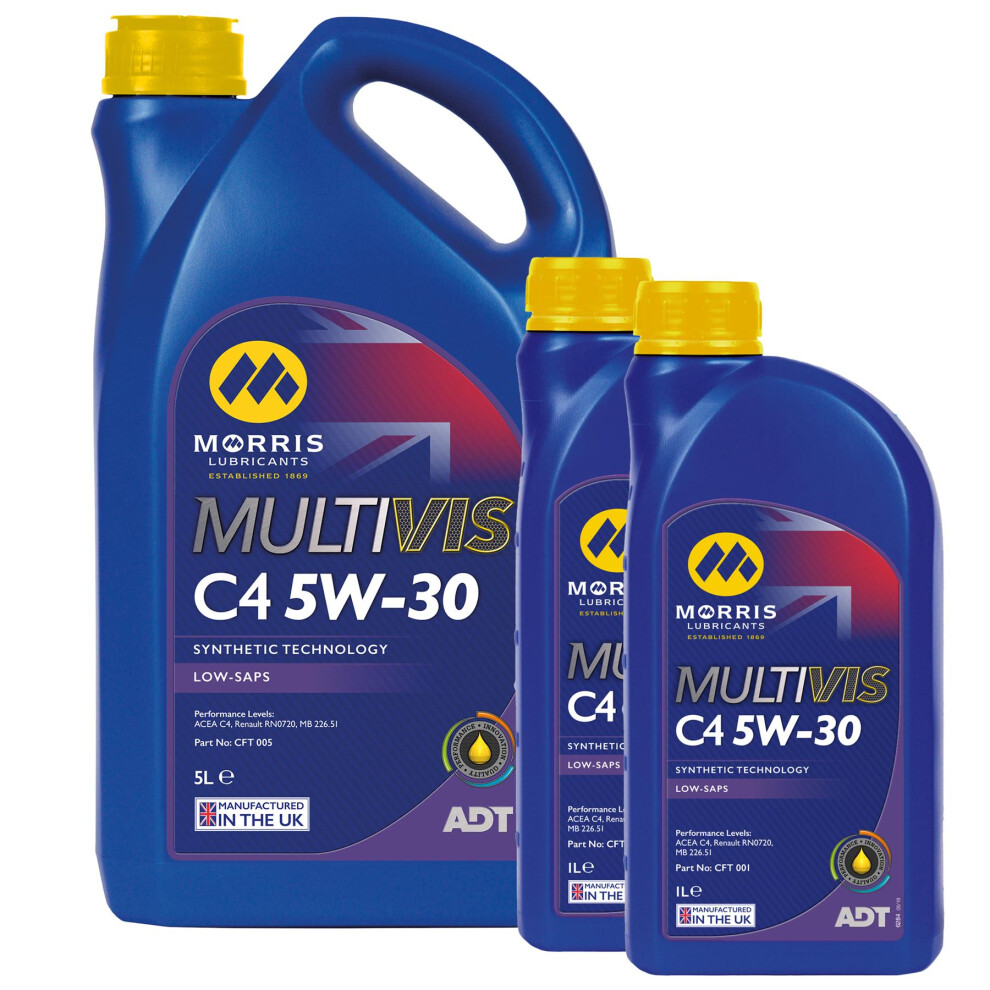 Morris C4 Fully Synthetic Engine Oil 5W-30 Mb 226.51 Renault Rn0720 7L 5056820505411
