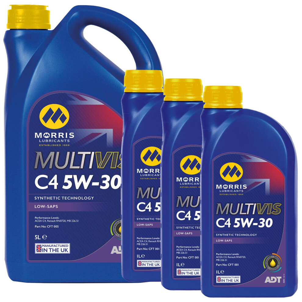 Morris C4 Fully Synthetic Engine Oil 5W-30 Mb 226.51 Renault Rn0720 8L 5056820505428