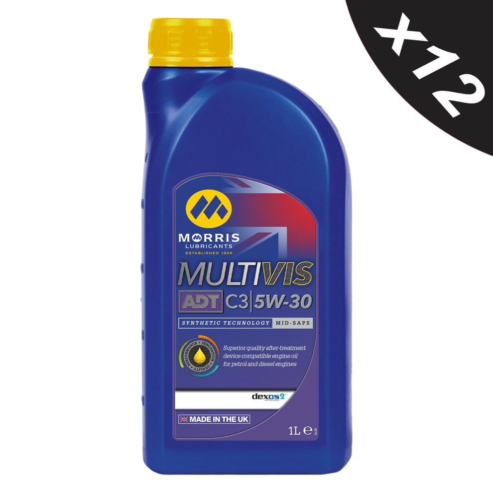 5W30 Fully Synthetic Engine Oil Morris Multivis Adt Mid Saps C3 Dexos2 12X1l 5056820505817