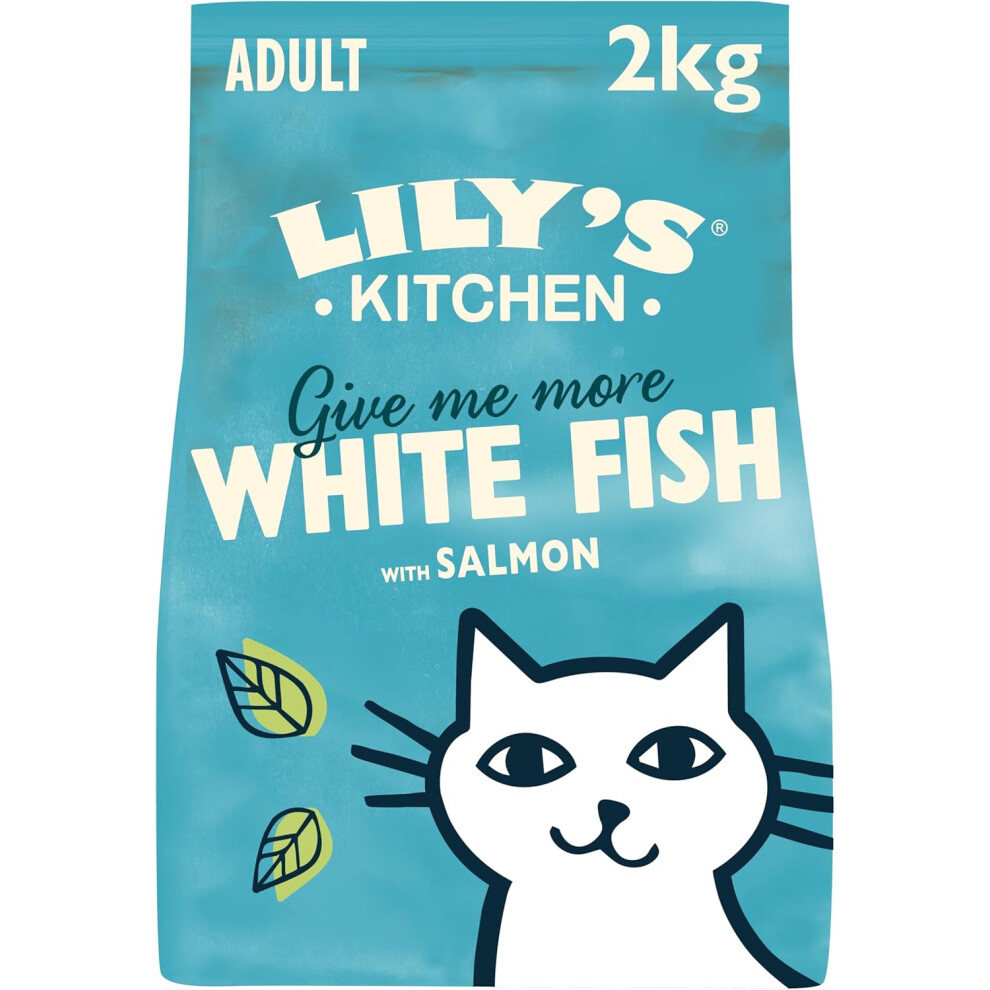 Lily's Kitchen ( Fish & 2 Kg (Pack Of 1)) Made With Natural Ingredients Adult Dry Cat Food Bag Chicken With Veggies -Free Recipe 2Kg White/Salmon/Grain