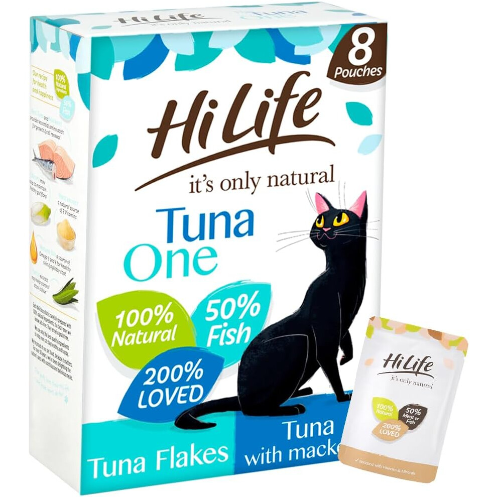 (HiLife it's only natural The Tuna One Complete Adult Wet Cat Food, Tuna Flakes/Tuna with Mackerel, Grain Free & Made Wit) HiLife it's only natural -