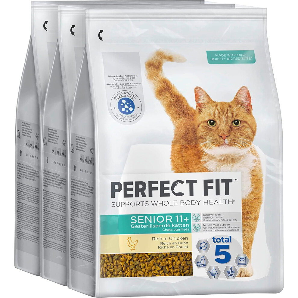 (8.4 kg (Pack of 1)) Perfect Fit Senior 7+ Complete Dry Cat Food for Senior Cats Aged 7+ Years, Rich in Chicken, 1 Bag (7 kg)