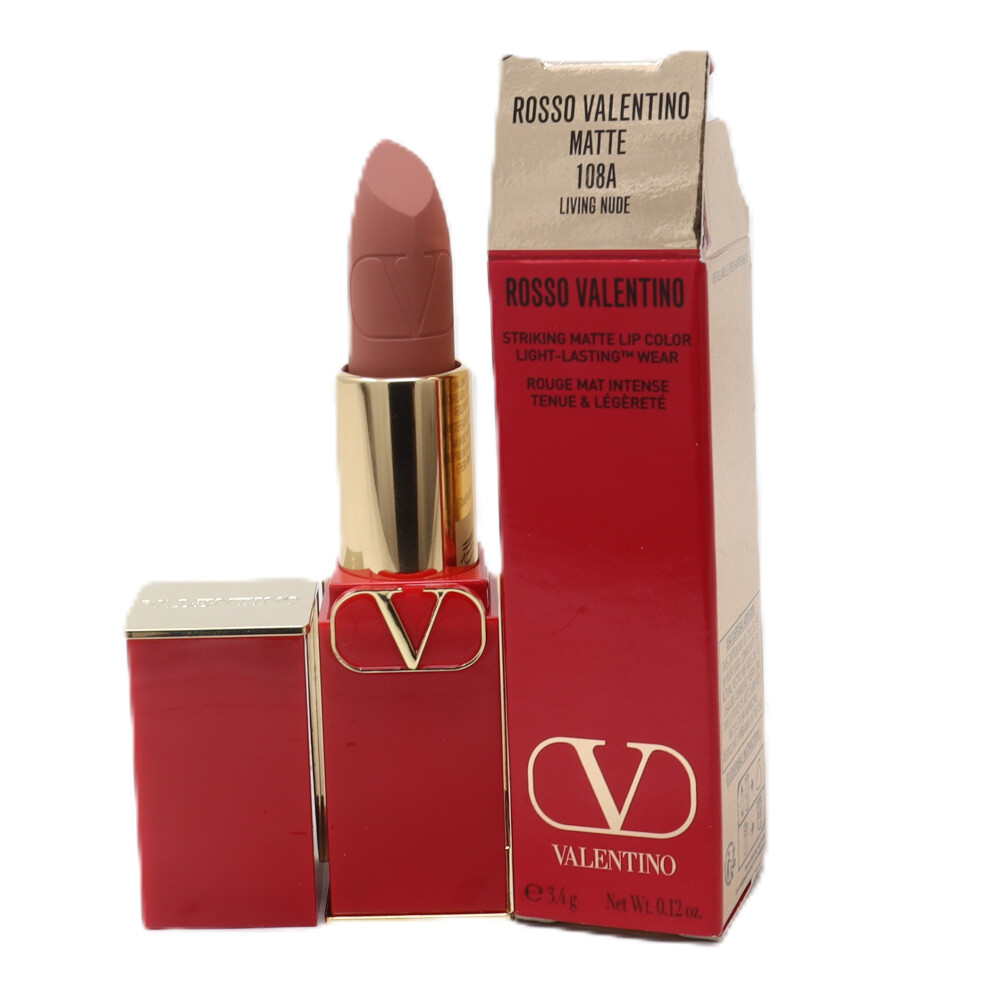 (108A Living Nude (Matte)) Valentino Rosso Valentino Satin Lip Colour  0.12oz/3.4g New With Box