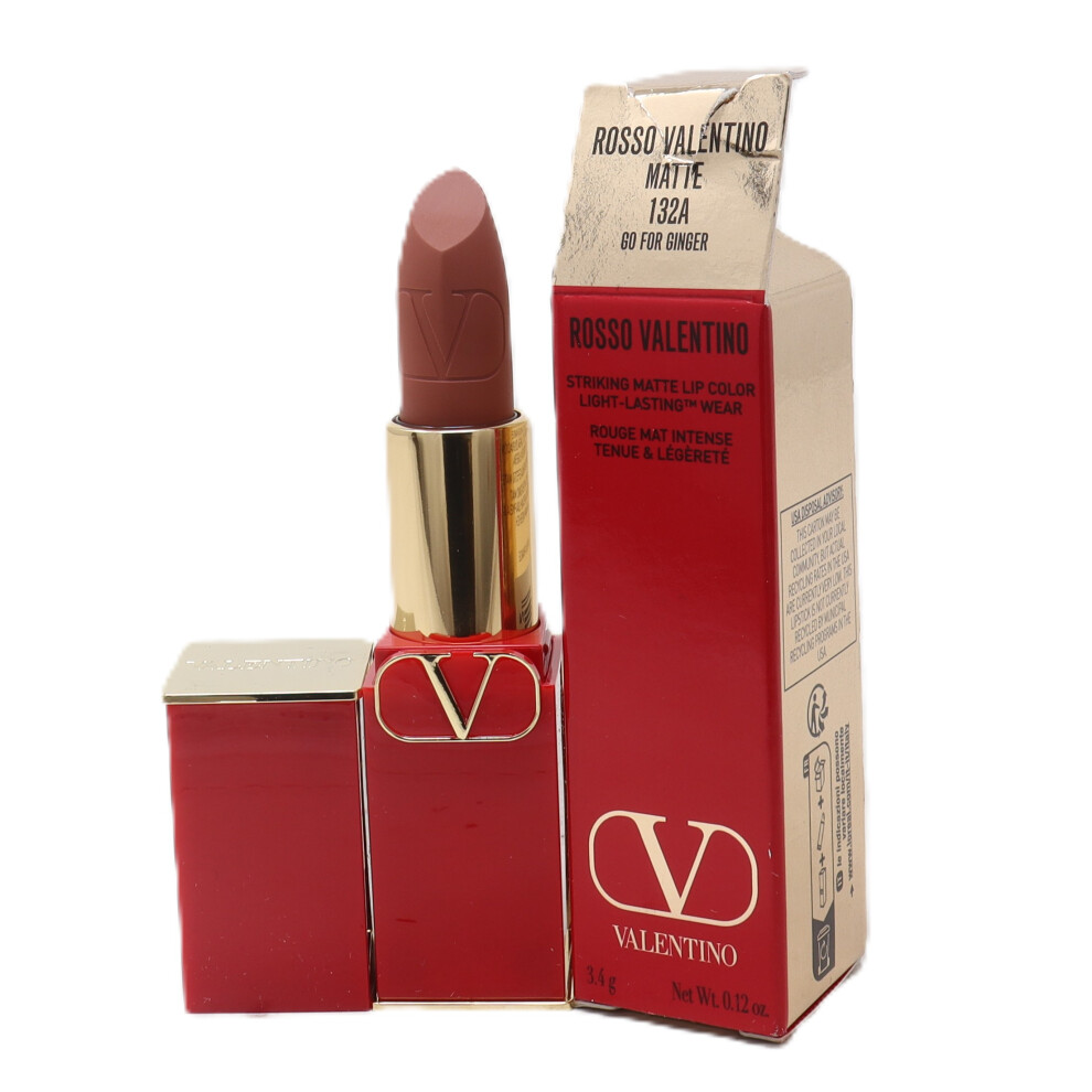 (132A Go For Ginger (Matte)) Valentino Rosso Valentino Satin Lip Colour  0.12oz/3.4g New With Box