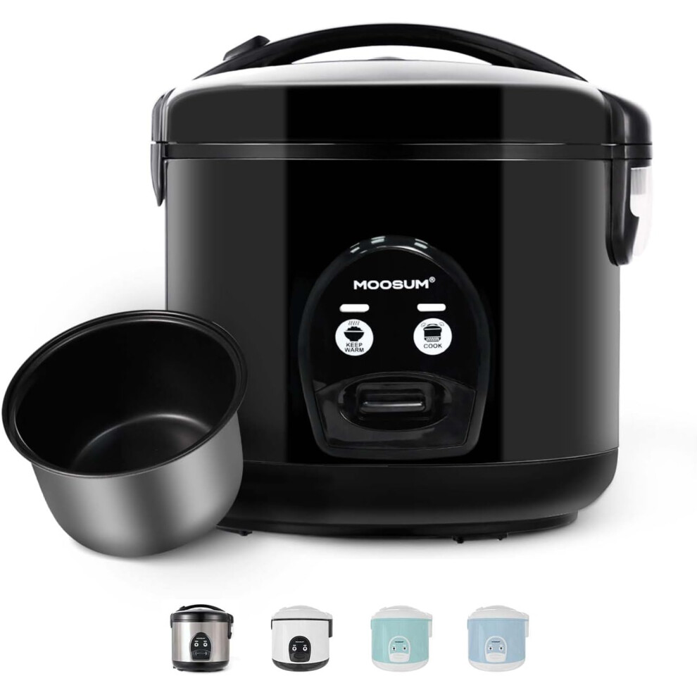 (10Cups-1.8L, Black-One touch) Rice Cooker, One-Touch Asian Japanese Sushi Rice, 10 Cups Uncooked, with Steamer, Stainless Steel Housing and Automatic Keep Warm, Black, Easy to Use