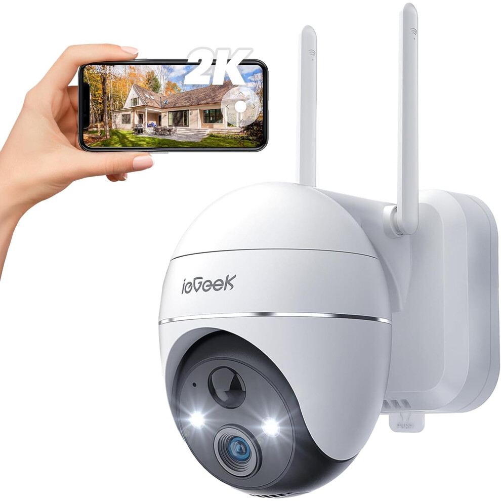 (Battery Camera) Wireless Outdoor Security Camera with Color Night Vision, Rechargeable Battery CCTV Camera System, Home PTZ Wifi Camera, Motion Detection