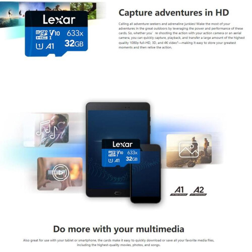 Lexar (32GB) Lexar High Performance 100M/S 32/64/128GB 633x Micro SD Memory Card   SDXC TF Card Microsd 2