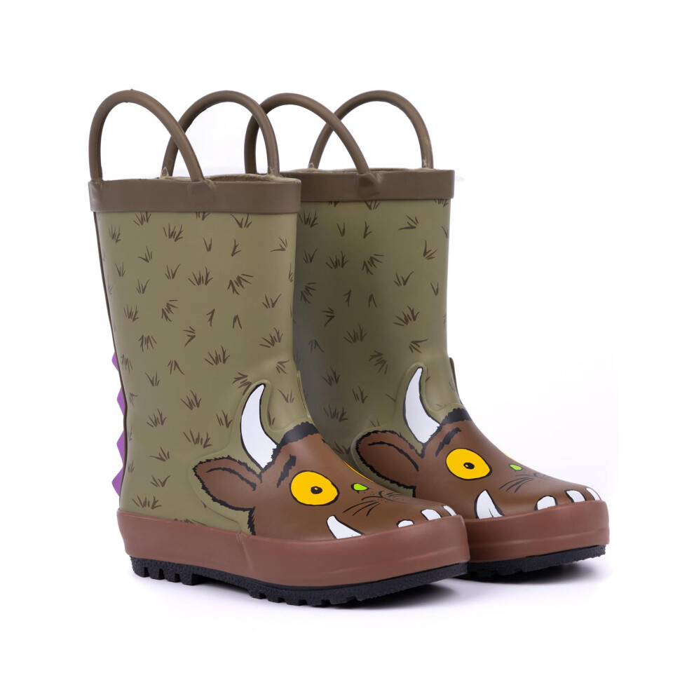 (8 UK Child) Gruffalo & Friends Wellington Boots with Handles (Unisex Kids Brown)