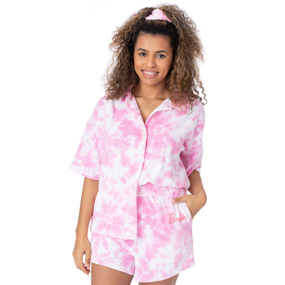 (X-Large) Barbie 3 Piece Towelling Co-ord (Womens Pink)