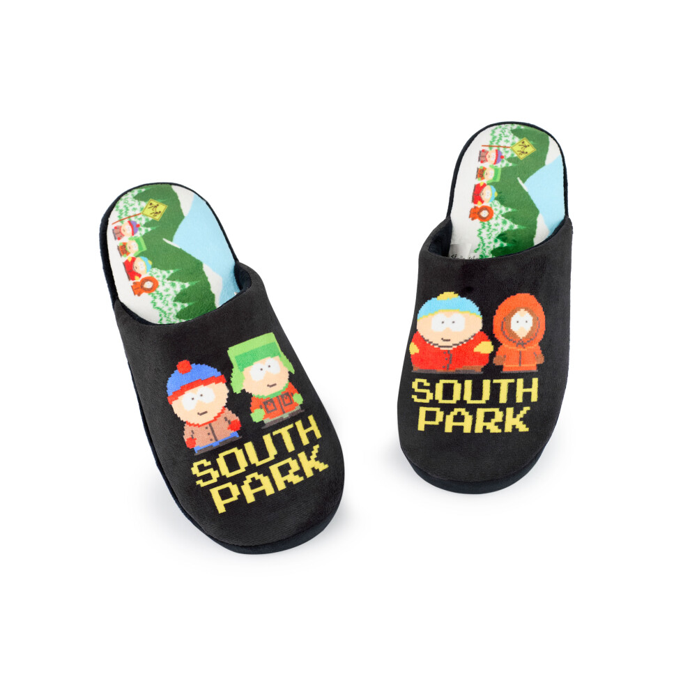 (9-10 UK) South Park Mule Slippers (Mens Black)