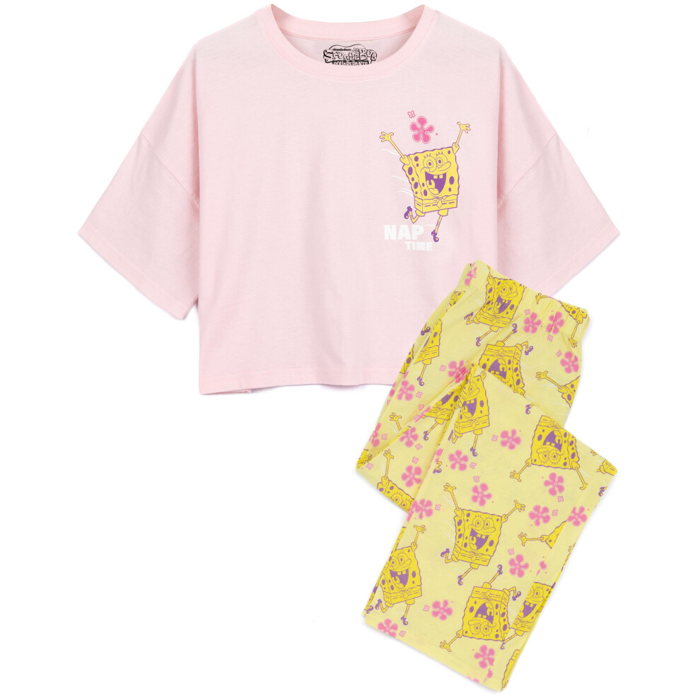 (L) SpongeBob SquarePants Womens Pyjamas Adults Nap Time Pjs