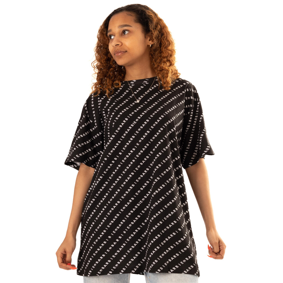 (Small) Barbie Oversized Short Sleeved T-Shirt (Womens Black)