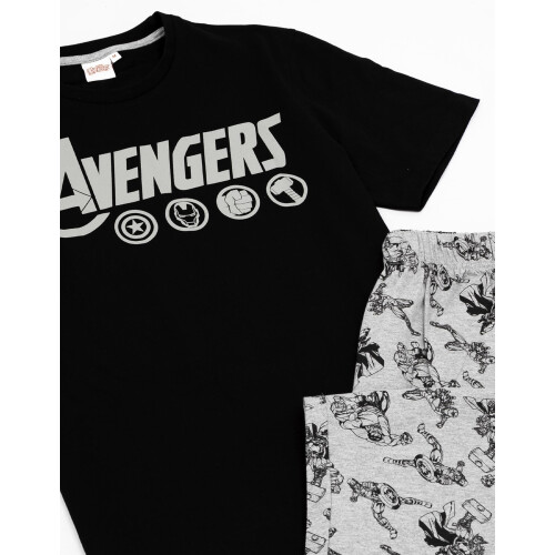 Marvel (M) Marvel Mens Black Short Sleeve Long Leg Pyjamas 2