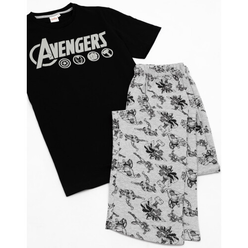 Marvel (XL) Marvel Mens Black Short Sleeve Long Leg Pyjamas 1
