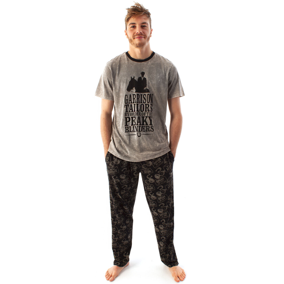 (Medium) Peaky Blinders Pyjamas Mens Tommy Shelby Family T-Shirt & Lounge pants PJ Set