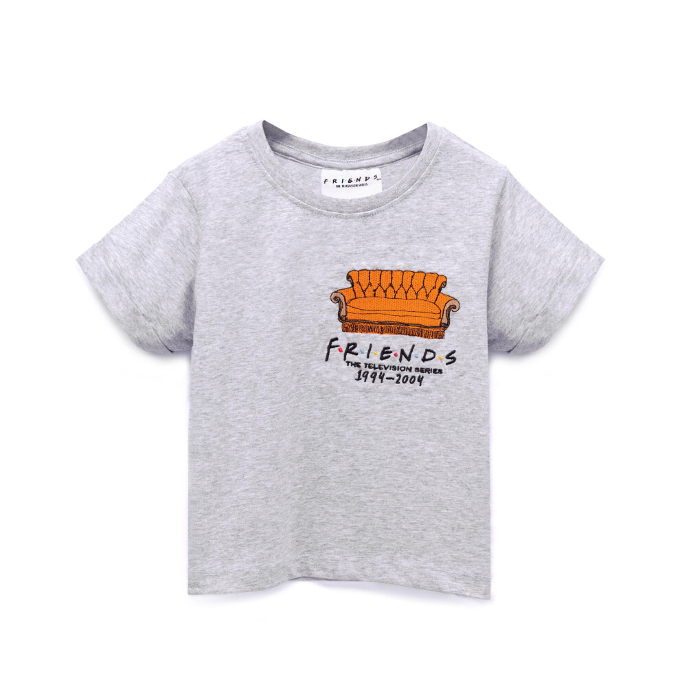 (7-8 Years) Friends Embroidered Central Perk Couch Girl's Cropped T-Shirt