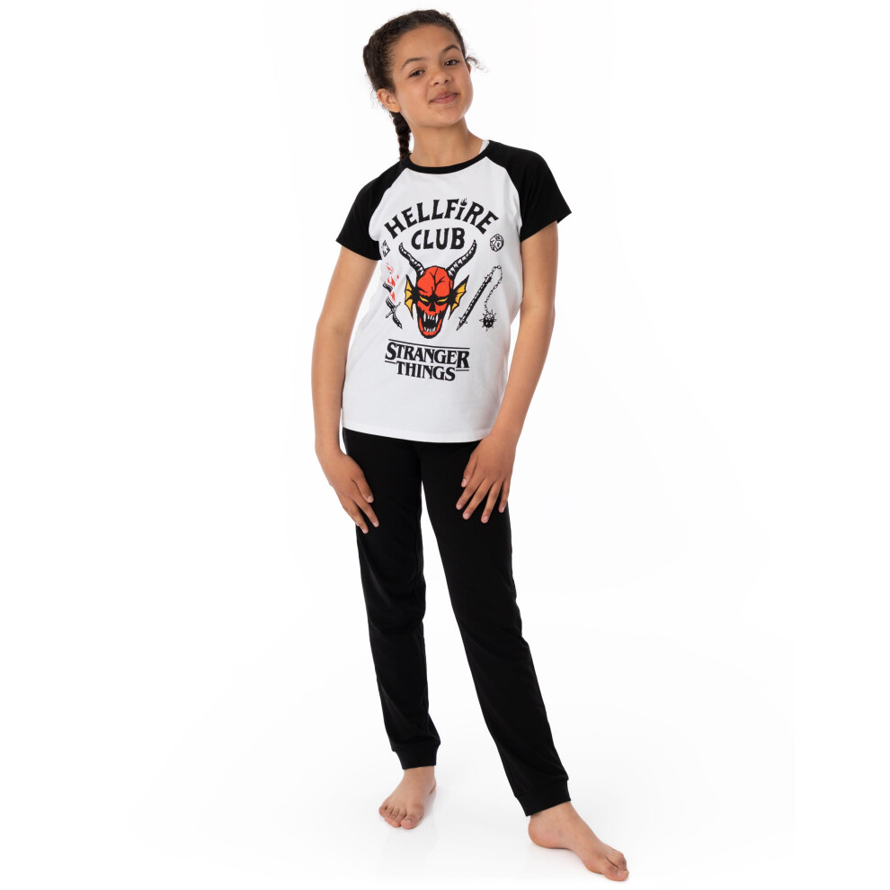 (9-10 Years) Stranger Things Short Sleeve Long Leg Pyjama Set (Unisex Kids Black)