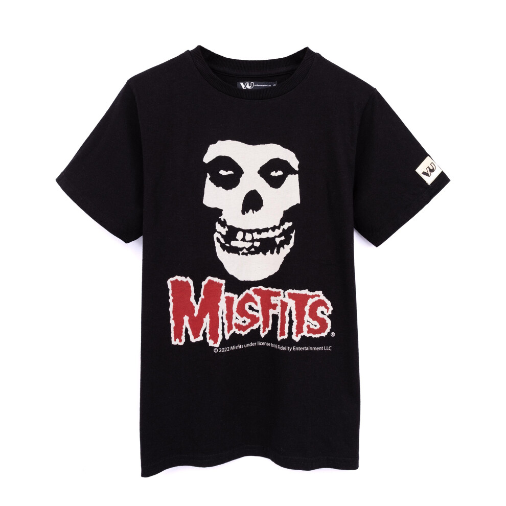 (11-12 Years) Misfits T-Shirt Kids Girls Boys Skull Music Band Logo Black Top