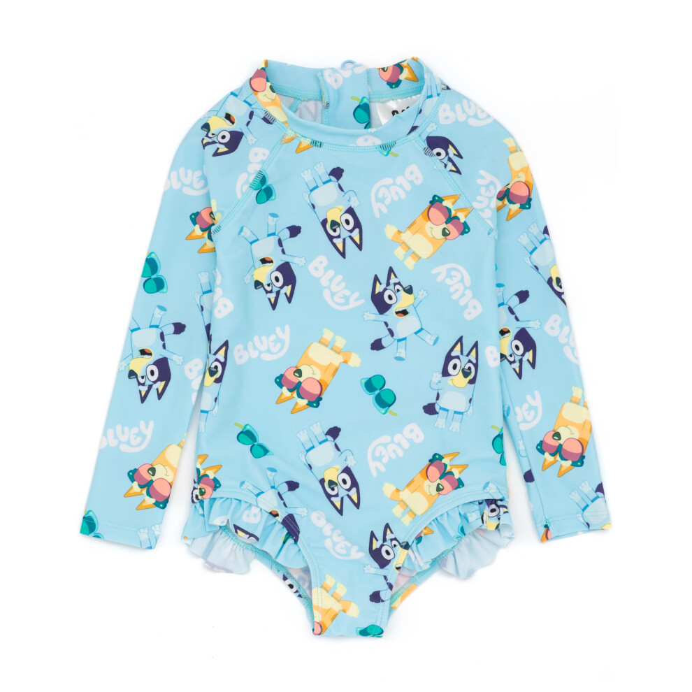 (6-7 Years) Bluey 1 Piece Swimming Costume (Girls Blue)