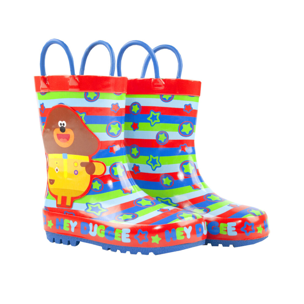 (20 EU) Hey Duggee Boys Wellies | Childrens Wellington Carry Handle Snow Boots | Kids Rain Shoes Merchandise