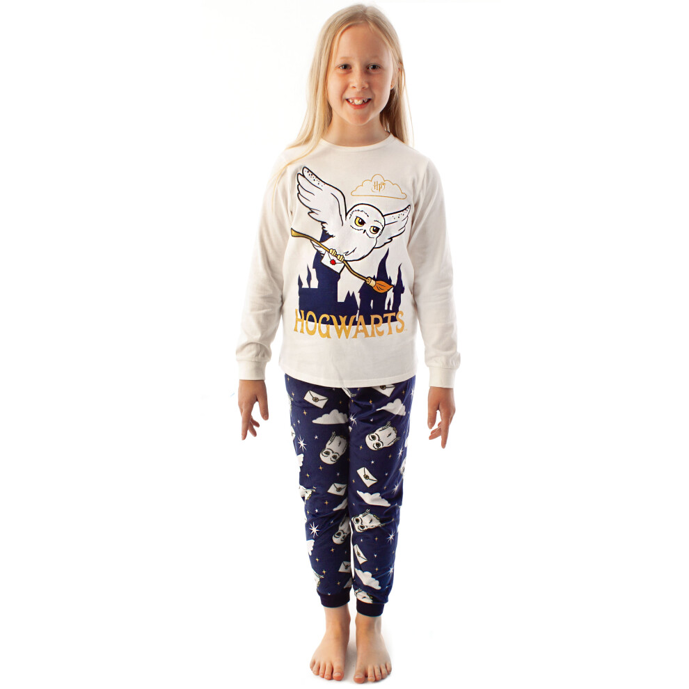 (10-11 Years) Harry Potter Pyjamas Girls Hedwig Long Sleeve T-Shirt & Fleece Trousers PJ Set