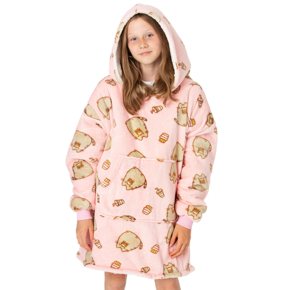 Pusheen Blanket Hoodie for Kids - Pink, Unisex Oversized Wearable Blanket, Officially Licensed, One Size Fits Most