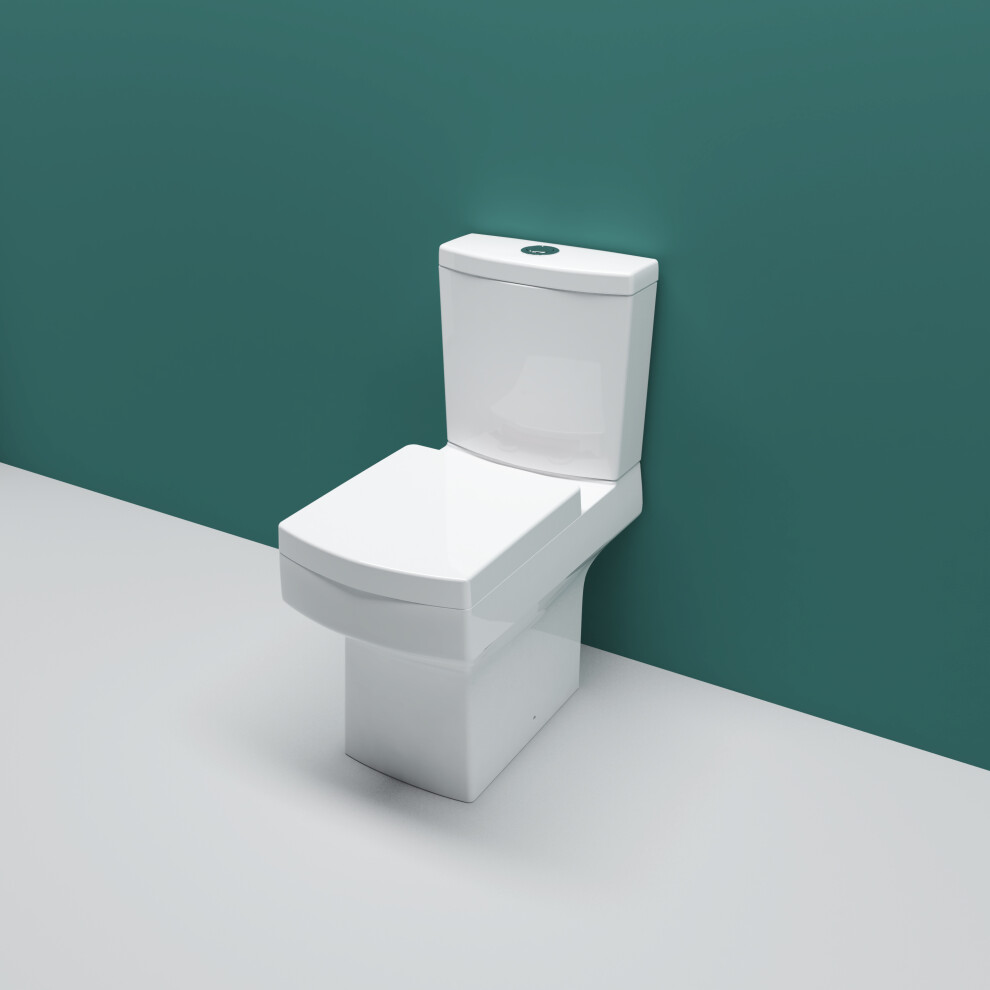 AICA Bathroom Modern Close Coupled Toilet Cistern Pan Soft Close Seat WC White