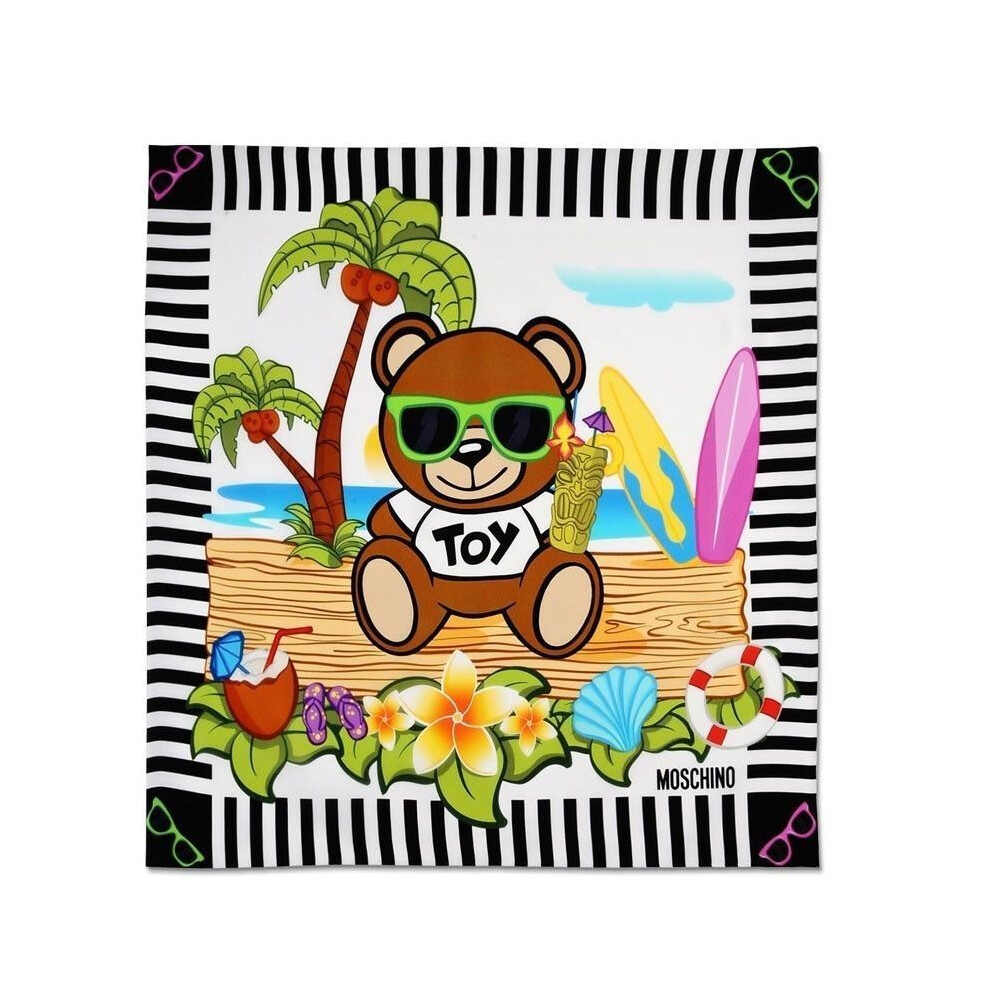 Moschino Toy Bear Island Silk Scarf - Black