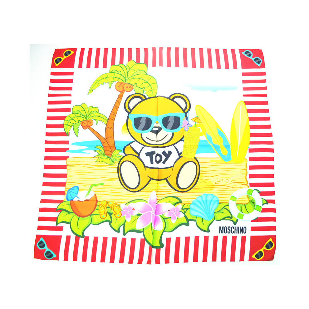 Moschino Toy Bear Island Silk Scarf - Red