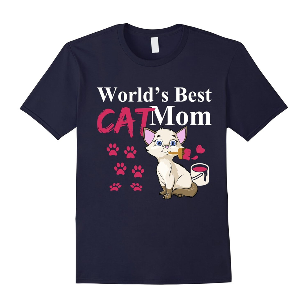 (M) Worlds Best Cat Mom â Cat Lovers Mother's Day Gift Tee Shirt-Father's Day