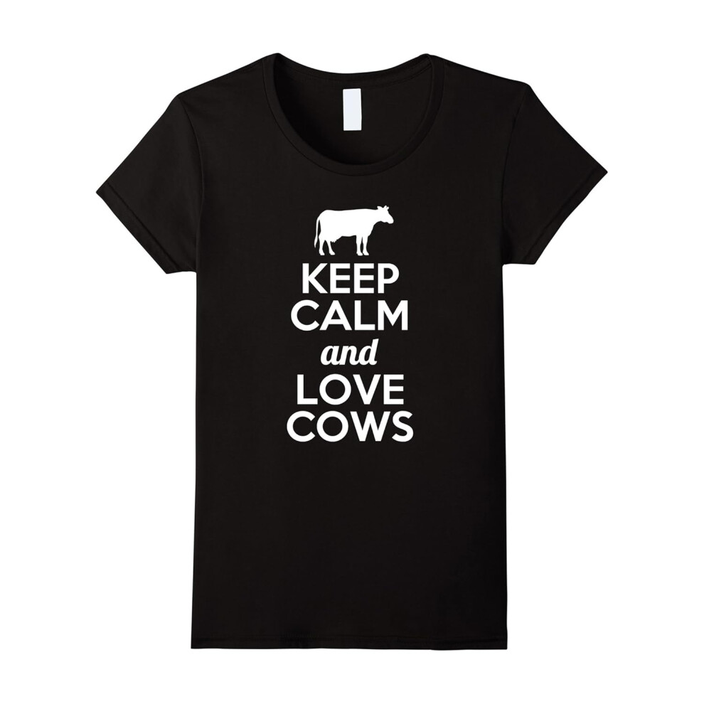 (S) Keep Calm and Love Cows Adult Women T-Shirt Tee Funny-Father's Day