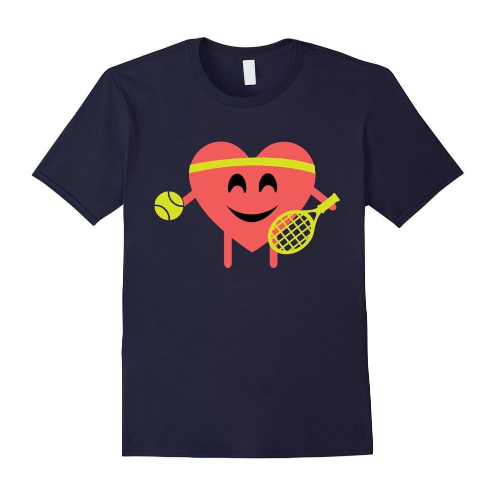 (XXL) Tennis Heart Emoji Love Eye Shirt Fitness Tee-Father's Day