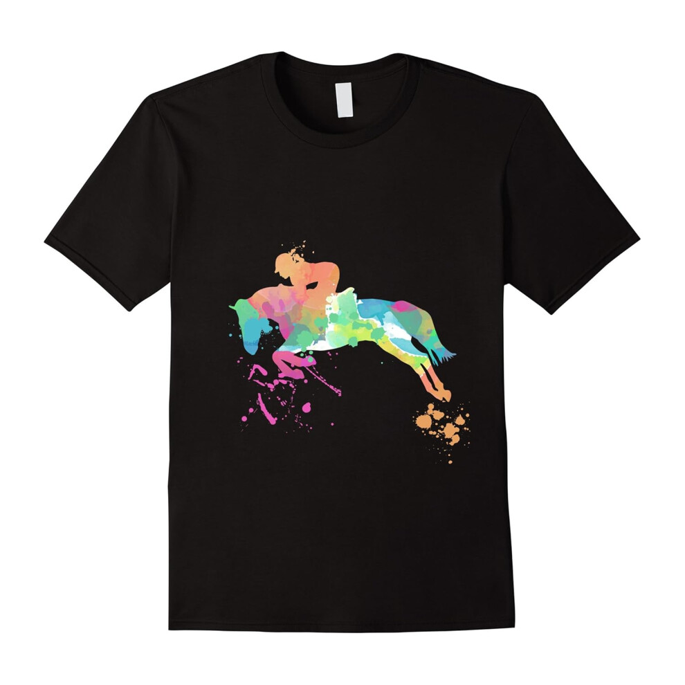 (XL) Crazy Gifts Friesian Horse Racing Jumping Shirts Women Girls-Father's Day